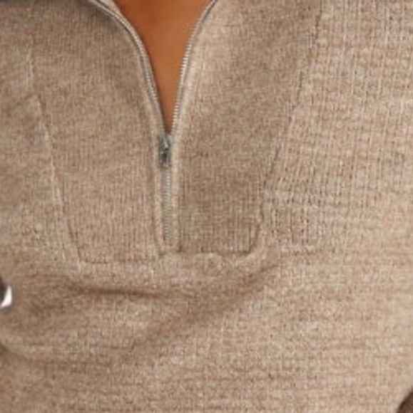 NWT JUSTFAB Women's Taupe/Tan Quarter Zip Sweater Midi Maxi Dress Size S - Picture 11 of 14